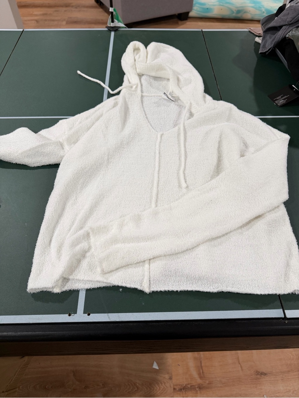 Skylar + Madison Cream Textured Hooded Pullover